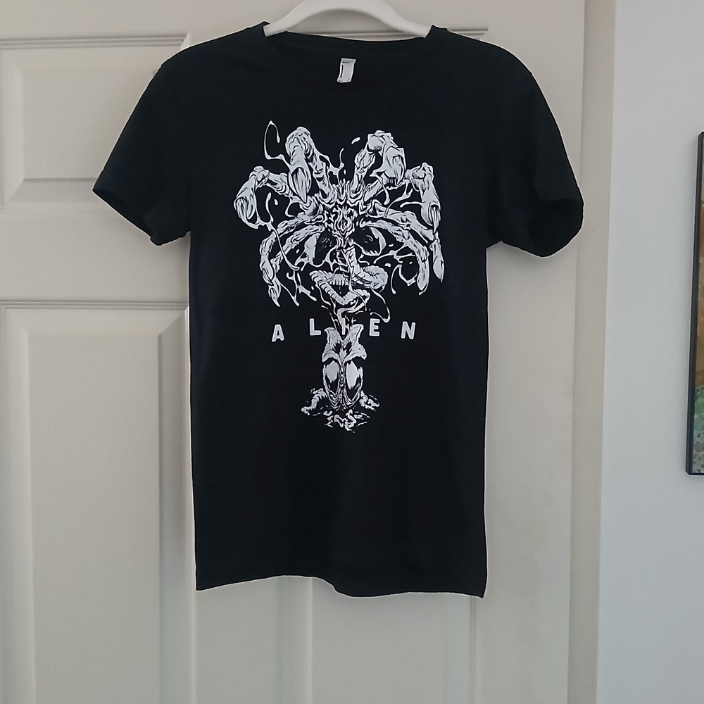 American Apparel Black Tee with White Alien Design